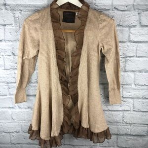 GUINEVERE Anthropologie Women's Ruffle Trim Cardi